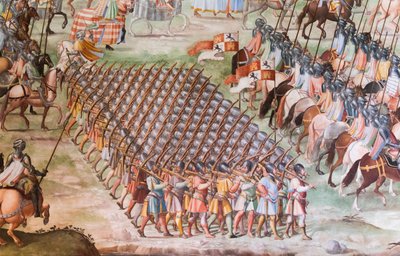 Detail van fresco in de Hal van Slagen van de Slag bij La Higueruela in 1431 door Niccolo Granello
